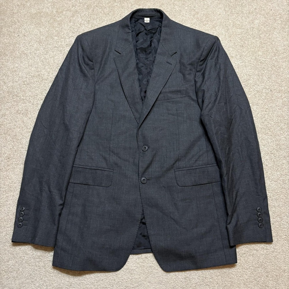 Burberry London Millbank Blazer Suit Jacket Mens US 40S EU 50S Gray Wool Italy